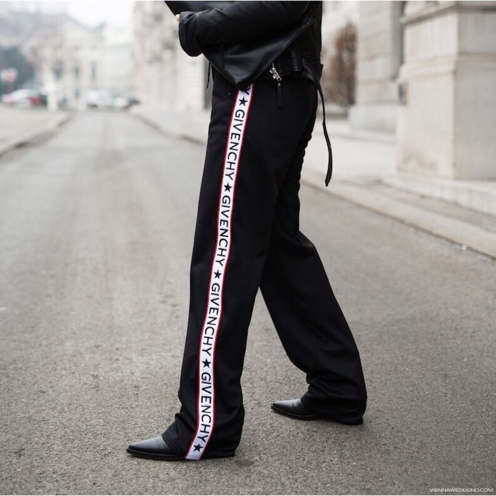 Givenchy Side Tape Logo Black Track Pants
